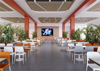 廣東清遠學校大食堂設計效果圖